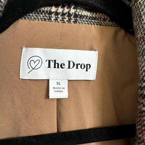 The Drop Women's Blake Tweed Plaid Long Blazer XL NWOT - Picture 3 of 12